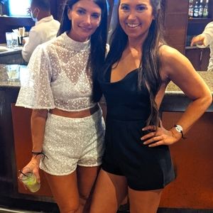 Black shorts romper, low back